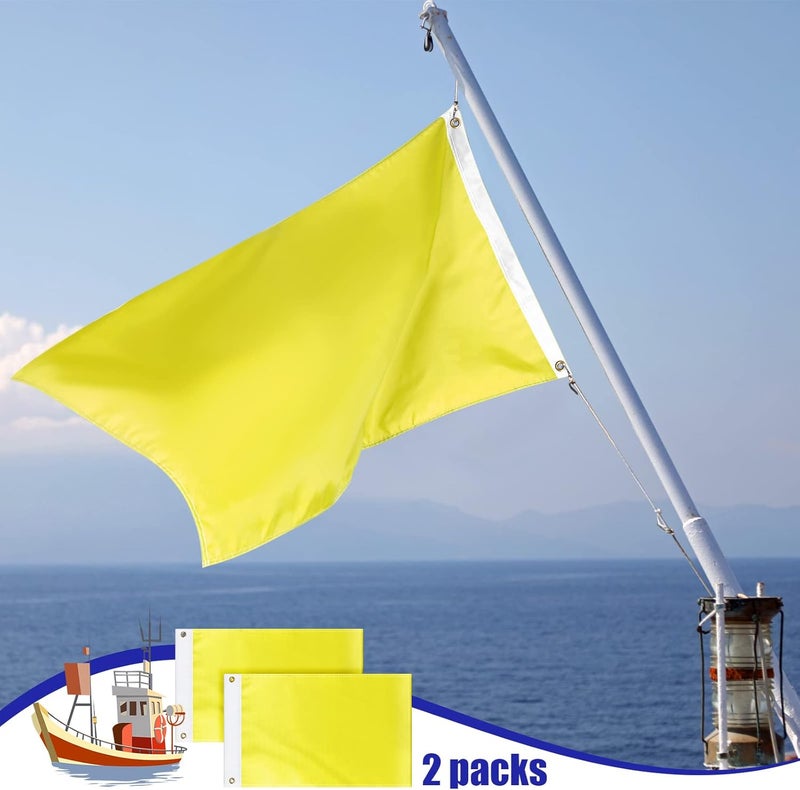 Boyiee 2 Pcs Yellow Quarantine Flag Blank Nautical Quarantine Message Flags Solid Color Nylon Boat Flag for Marine Sailing Port Entry, 12" x 18" - Image 2